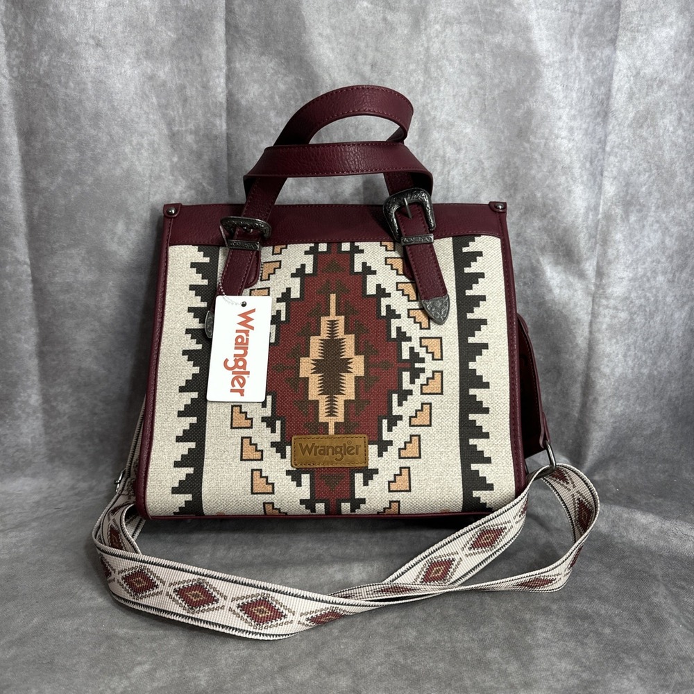 Wrangler Southwest Handbag Crossbody Shoulder Burgundy Fall Buckle Cowgirl